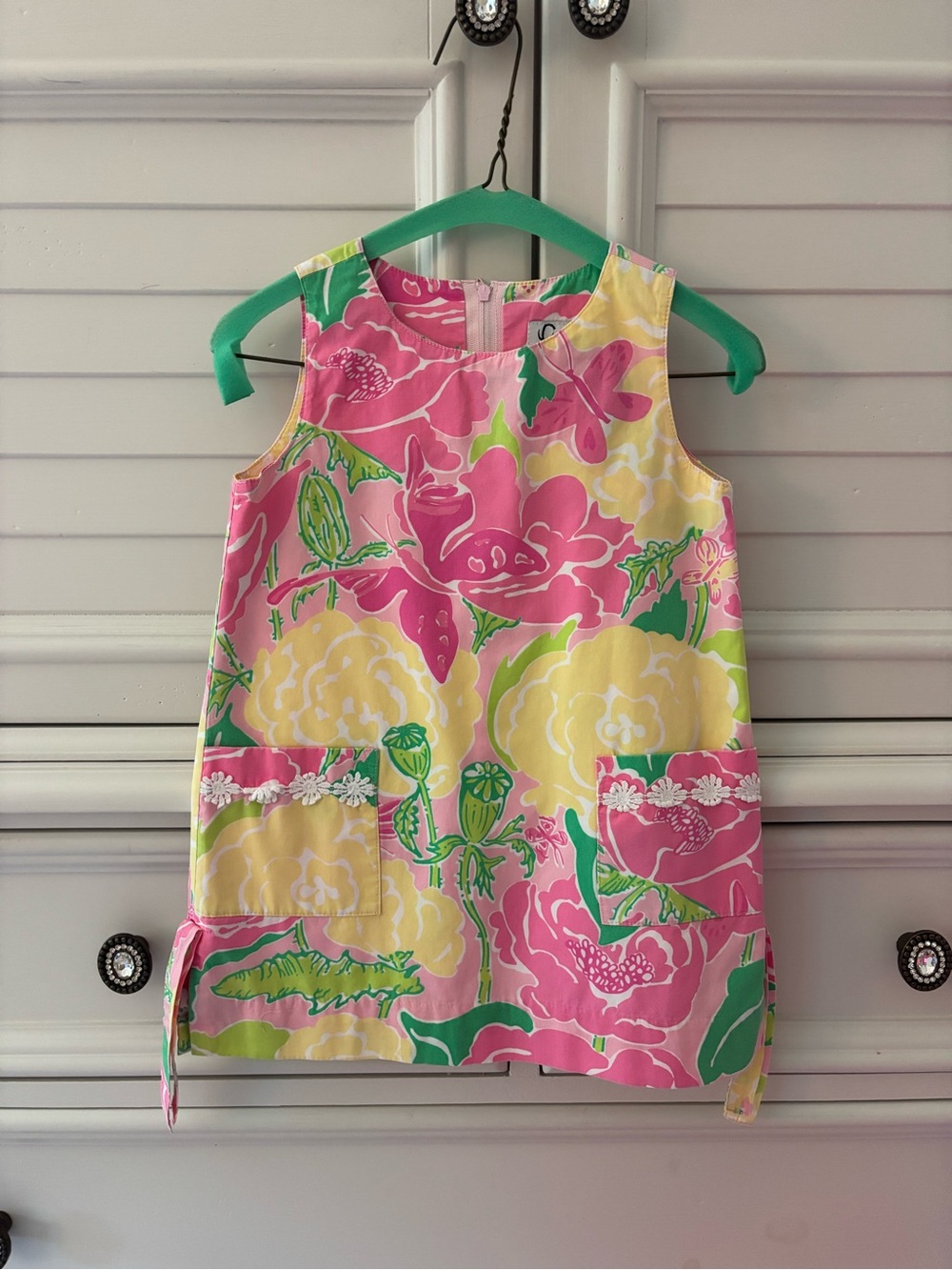 Lilly Pulitzer Girls Floral Shift Dress in Pink, Yellow & Green